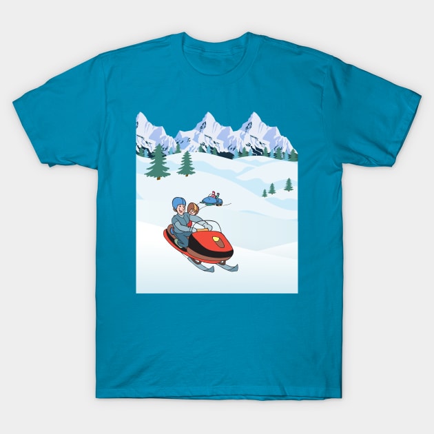 Snowmobile with you family T-Shirt by Zobayer